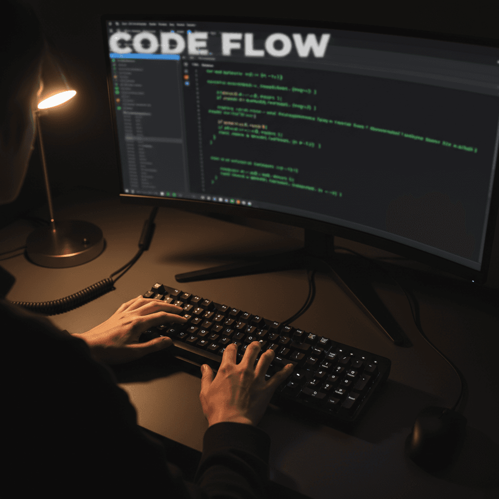 Developer typing code on mechanical keyboard