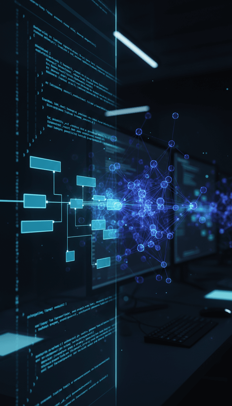 AI agent architecture and neural network visualization